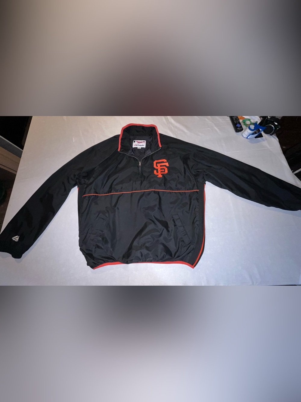 Y2K Majestic SF Giants Windbreaker Mens XL MLB Quarter Zip Pullover Streetwear